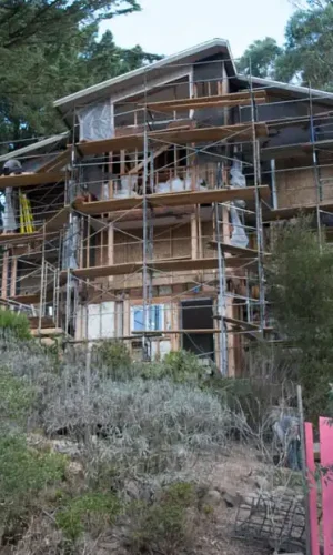 Santa Rosa Scaffolding Rental delivering scaffold solutions for hillside construction sites.