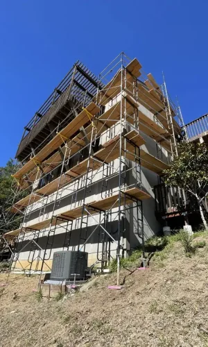 Santa Rosa Scaffolding Rental delivering scaffold solutions for hillside construction sites.